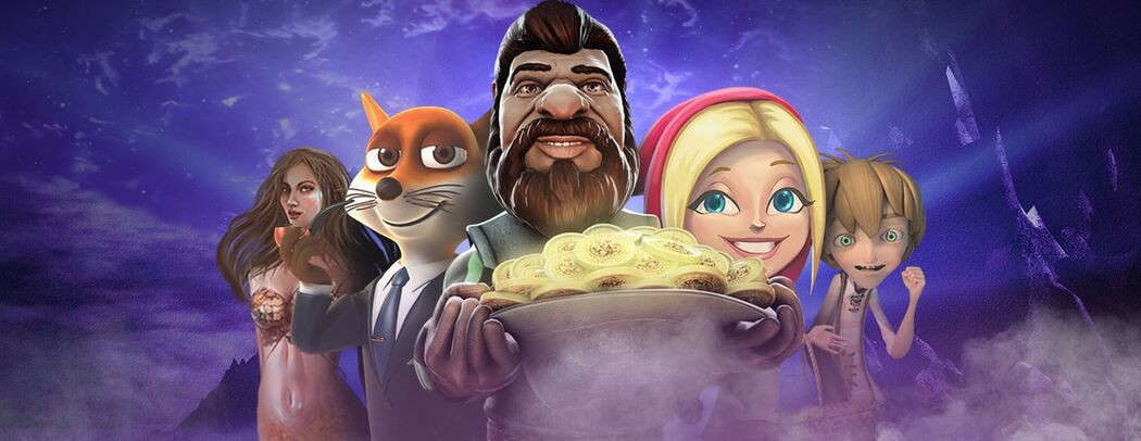 Onlinebanner for Bellis Casino med elementer fra spillemaskiner
