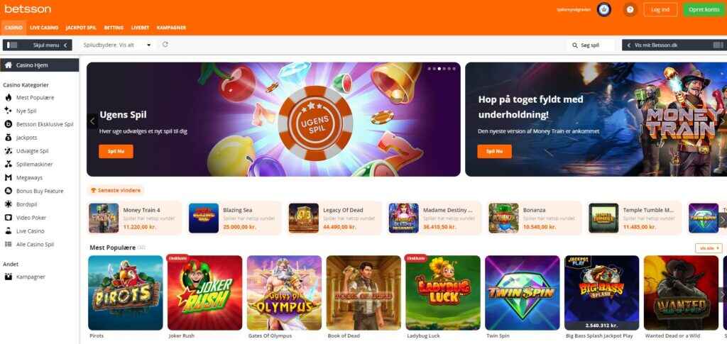Online casino på Betsson Casinos hjemmeside