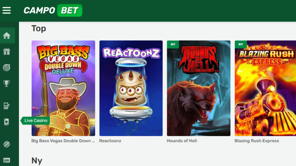Skærmbillede af Campobet Casinos hjemmeside hos Casino Online