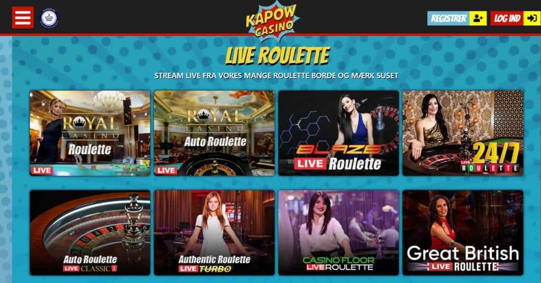 Live casino hos Kapow Casino