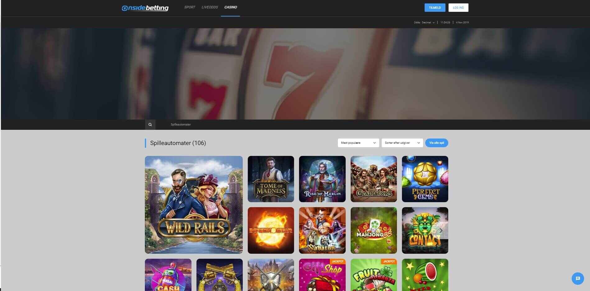 Skærmbillede af OnSideBetting Casino