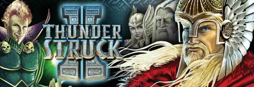 Banner til casinospillet Thunderstruck 2 med to nordiske guder og mere