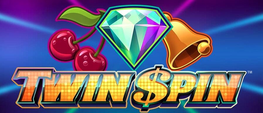 Farverig Twin Spin spilleautomat med klassiske casinofigurer, diamanter og kirsebær