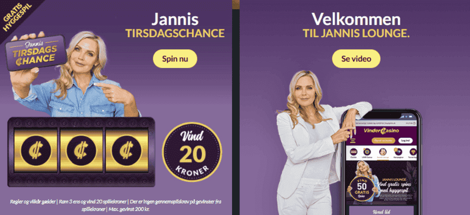 Jannis Lounge hos VinderCasino med Jannis Tirsdagschancen