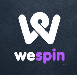 WeSpin-logo med hvid og lilla tekst fra ComeOn