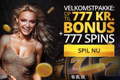 Banner med Dansk777s bonus til nye spillere