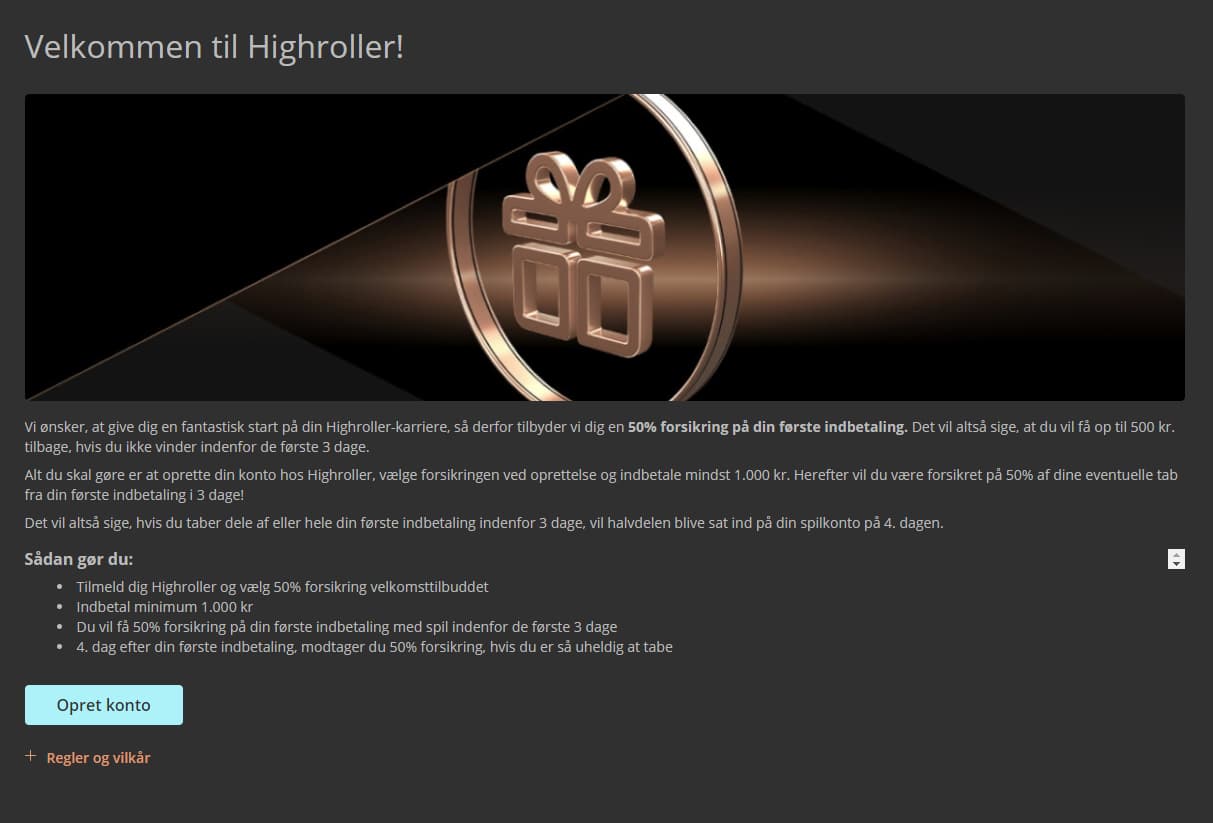 Velkomsttilbud hos Highroller Casino
