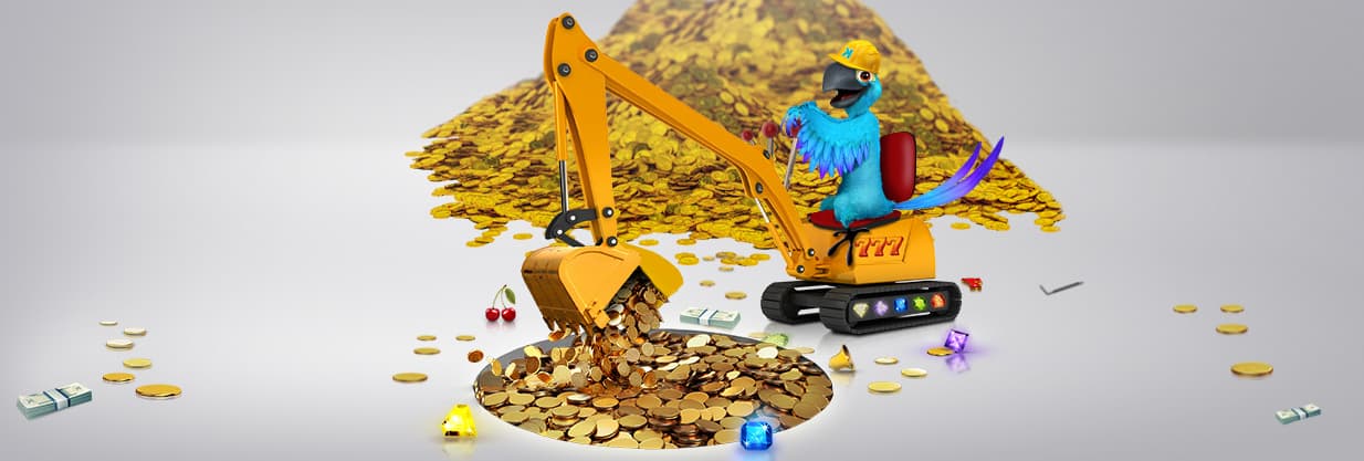 En papegøje leder efter guld