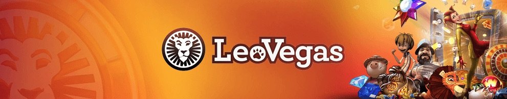 Banner for LeoVegas med spilleautomater og kasinoets logo