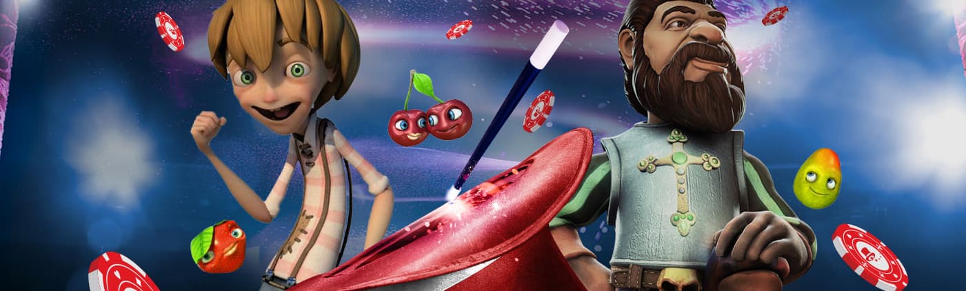 Banner med Jack and the Beanstalk samt Gonzo's Quest