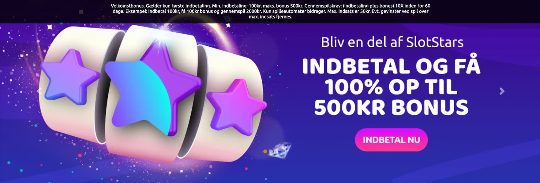 Velkomstbonus hos SlotStars Casino